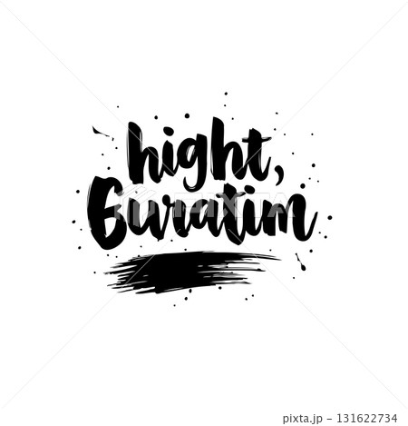 Whimsical 'hight, buratim' Typography with Decorative Splatters and Brushstroke Accent Whimsical 'hight, buratim' Typography with Decorative Splatters and Brushstroke Accent 131622734