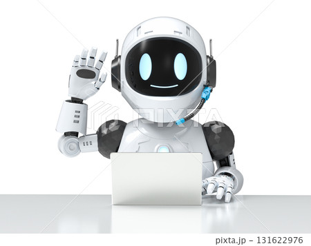 Cute and small artificial intelligence personal assistant robot with digital tablet Cute and small artificial intelligence personal assistant robot with digital tablet 131622976