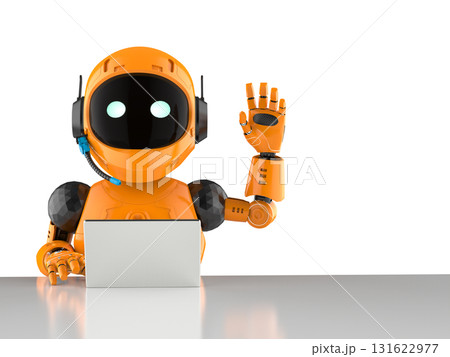 Cute and small artificial intelligence personal assistant robot with digital tablet Cute and small artificial intelligence personal assistant robot with digital tablet 131622977