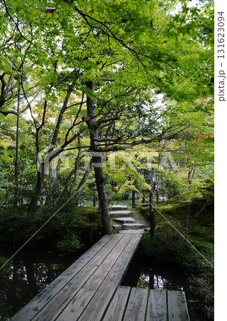 緑に覆われる京都の寺院の庭園風景 131623094