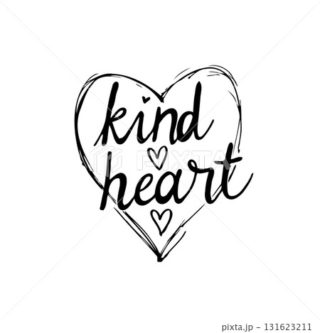 Black and White Kind Heart Design on White Background: Symbol of love and compassion Black and White Kind Heart Design on White Background: Symbol of love and compassion 131623211