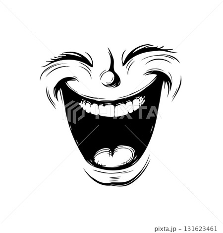 Humorous Expression: Cartoon Face with Exaggerated Smile and Dynamic Lines Art Humorous Expression: Cartoon Face with Exaggerated Smile and Dynamic Lines Art 131623461