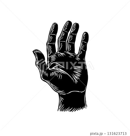 Engraving of Hand with Fingers Extended, Symbolic Art, Gesture of Reaching Up Engraving of Hand with Fingers Extended, Symbolic Art, Gesture of Reaching Up 131623713