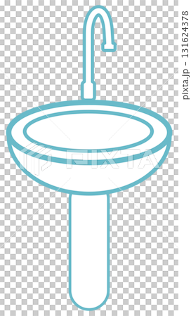 Line Art Water Faucet, Tap, and Sink 131624378