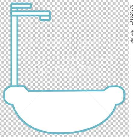 Line Art Water Faucet, Tap, and Sink 131624379