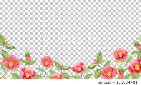 水彩山茶花框素材 水彩山茶花框素材 131624481