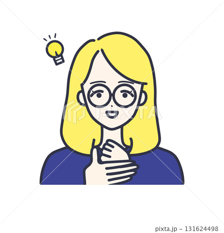 かわいい女性顔イラスト 131624498