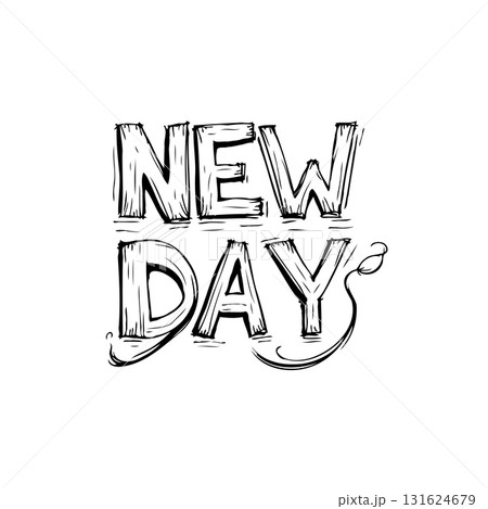 Inspiring handwritten new day typography with sketch effect and simple design 131624679