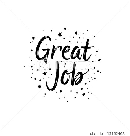 Expressive vector design featuring the motivational phrase 'Great Job' with star accents Expressive vector design featuring the motivational phrase 'Great Job' with star accents 131624684
