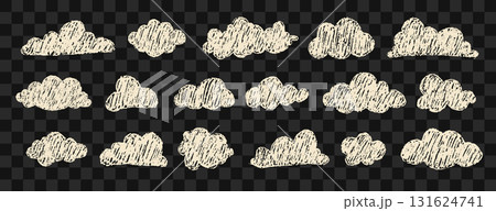 Set of pencil clouds. Chalkboard grunge elements. Abstract hand drawn collection with rough texture for street style designs. Vector illustration Set of pencil clouds. Chalkboard grunge elements. Abstract hand drawn collection with rough texture for street style designs. Vector illustration 131624741