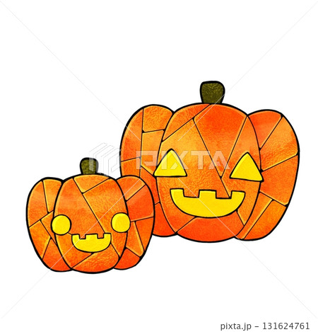 ステンドグラス風のジャックオランタンのイラスト 131624761