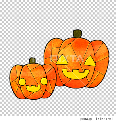ステンドグラス風のジャックオランタンのイラスト 131624761