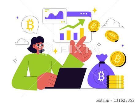 Bitcoin Mining Illustration Featuring a Cryptomining Farm with People Trading and Investing in Digital Web Money, Blockchain, and Fintech Industry Bitcoin Mining Illustration Featuring a Cryptomining Farm with People Trading and Investing in Digital Web Money, Blockchain, and Fintech Industry 131625352