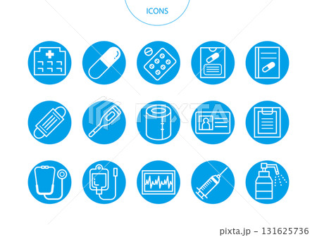 医療 病院　アイコン ピクトグラム　ベクター イラスト　セット 131625736