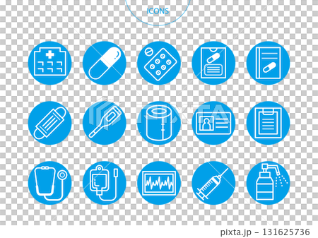 医療 病院　アイコン ピクトグラム　ベクター イラスト　セット 131625736