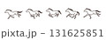 走る馬の動きを表現した連続ポーズの線画セット 131625851