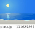 夜の海に光る月、ムーンロードの背景ベクターイラスト　A4横 131625865