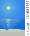 夜の海に光る月、ムーンロードの背景ベクターイラスト　A4縦 131625867