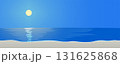 夜の海に光る月、ムーンロードの背景ベクターイラスト　横長のバナー、ヘッダーデザイン 131625868