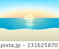 砂浜と青い海に昇る朝日と海に映るサンロードの風景ベクターイラスト　A4横 131625870