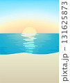 砂浜と青い海に昇る朝日と海に映るサンロードの風景ベクターイラスト　A4縦 131625873