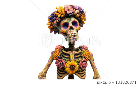 Floral skeleton: a celebration of life and death, created with AI Floral skeleton: a celebration of life and death, created with AI 131626871