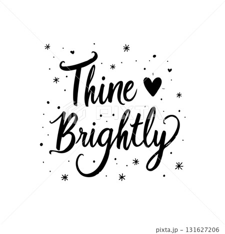Elegant Lettering Design: "Thine Brightly" with Heart and Star Accents Decorative Art Elegant Lettering Design: "Thine Brightly" with Heart and Star Accents Decorative Art 131627206