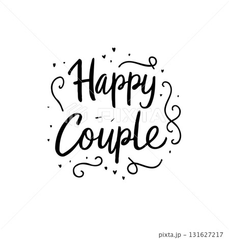 Elegant handwritten happy couple typography design perfect for wedding invitations Elegant handwritten happy couple typography design perfect for wedding invitations 131627217