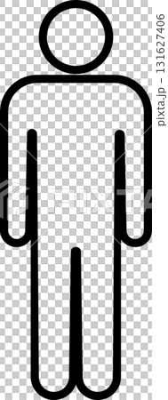 線画　黒いふちの男性のピクトグラム　イラスト素材 131627406