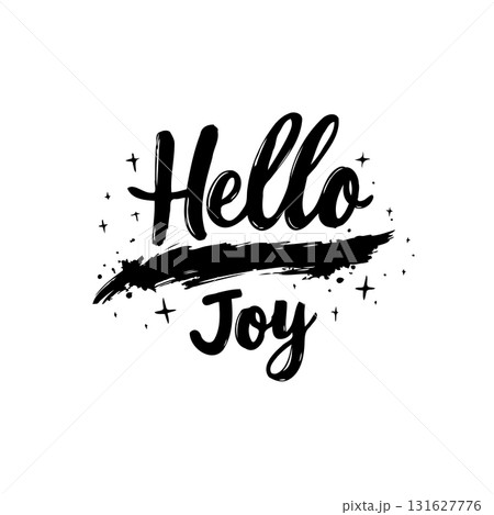 Hello Joy lettering design with brush stroke, greeting for postcard or banner concept Hello Joy lettering design with brush stroke, greeting for postcard or banner concept 131627776