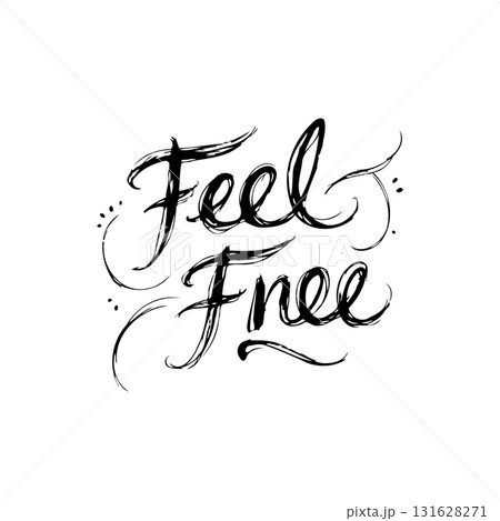 Elegant minimalist lettering design featuring the words 'Feel Free' in a stylish script 131628271
