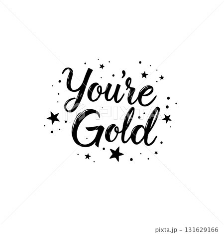 Elegant you're gold text with stars in vector format for inspirational designs 131629166