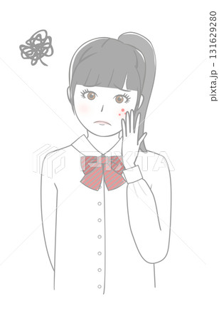 ニキビに悩む女の子 ニキビに悩む女の子 131629280