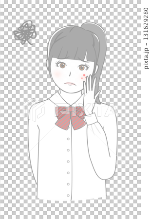 A girl suffering from acne 131629280