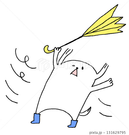 強風にあおられる犬 131629795