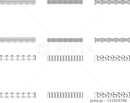 シンプルでモノクロのおしゃれなフェンスのセット シンプルでモノクロのおしゃれなフェンスのセット 131629796