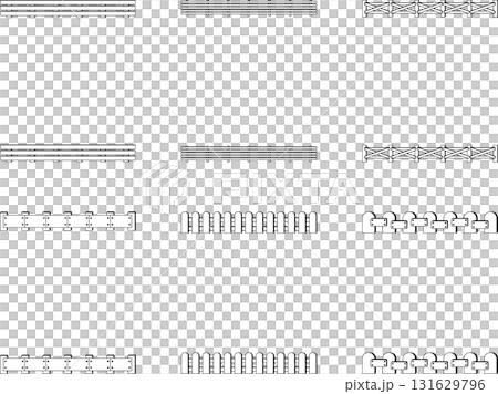 シンプルでモノクロのおしゃれなフェンスのセット シンプルでモノクロのおしゃれなフェンスのセット 131629796