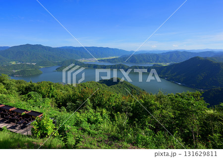 三方五湖レインボーライン山頂公園 展望台から見た三方五湖(福井県三方郡美浜町) 三方五湖レインボーライン山頂公園 展望台から見た三方五湖(福井県三方郡美浜町) 131629811