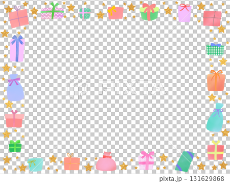 Illustration frame of golden stars and gifts 131629868