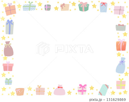 金色の星とプレゼントのイラストのフレーム 131629869