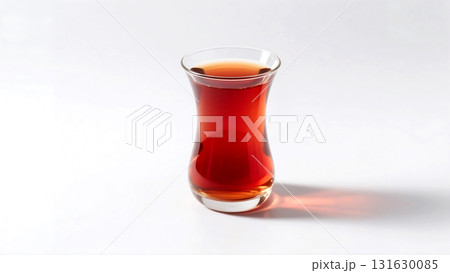 Glass of Turkish Tea on White Background with Shadow beverage drink 131630085