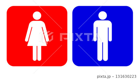男女のピクトグラム　カラー　背景あり　トイレベクターイラスト素材 131630223