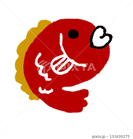 和風の赤い鯛イラスト｜めでたい縁起物として使える年賀状やお祝いデザイン向け素材 131630275