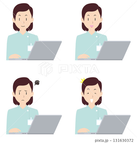 ノートPCと女性看護師① 131630372
