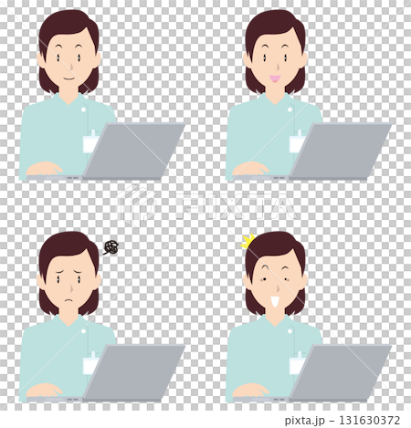 ノートPCと女性看護師① 131630372