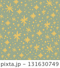 緑色と金色　星のシームレスパターン 131630749