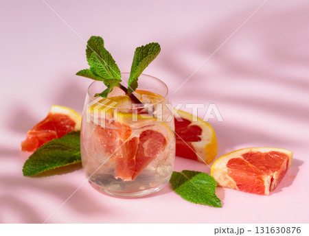 Summer refreshing drink with ice and grapefruit. 131630876