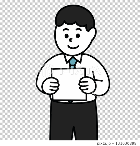 一名身穿西裝、手持文件的男子的插圖 131630899