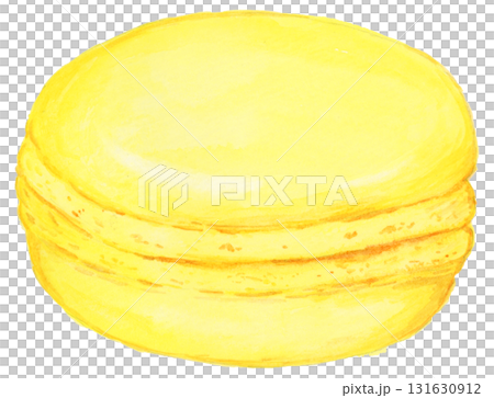 手描き水彩のかわいい黄色のマカロンのイラスト 131630912