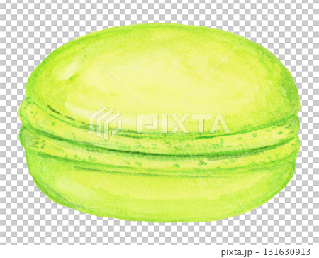 手繪水彩插圖可愛的黃綠色馬卡龍 手繪水彩插圖可愛的黃綠色馬卡龍 131630913